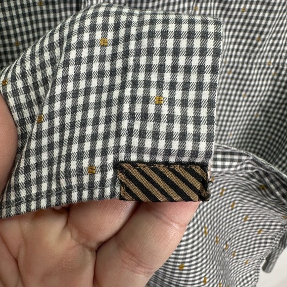 Billy Reid Tuscumbria Black White Button Down Shirt Copper Stitch Size L Gingham - Picture 8 of 8
